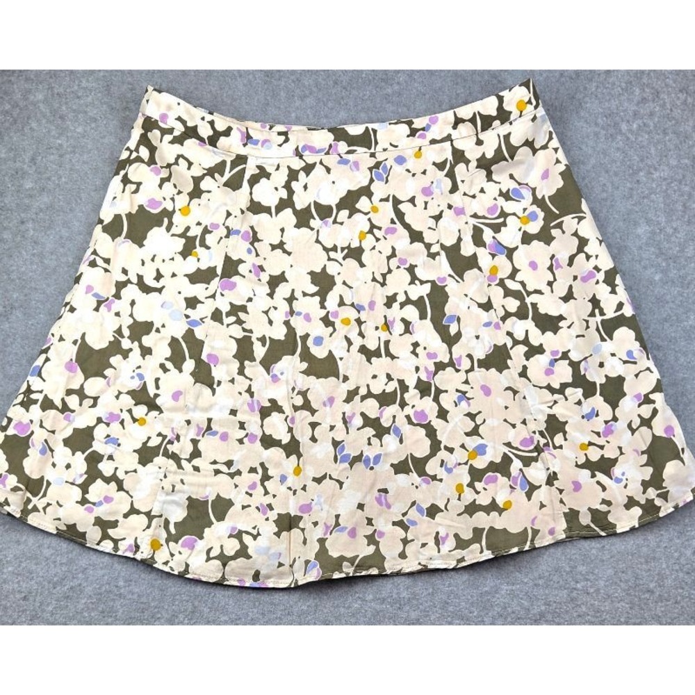 Gap Womens Floral Mini Skirt Size 4 Olive Green Cream Purple Abstract A-Line